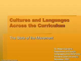 Cultures and Languages Across the Curriculum