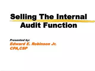 Selling The Internal Audit Function