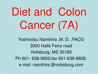 Diet and Colon Cancer (7A)