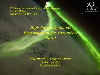 High Energy Radiation Phenomena in the Atmosphere