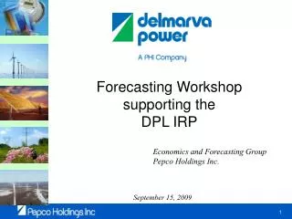 Forecasting Workshop supporting the DPL IRP