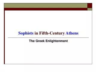 Sophists in Fifth-Century Athens