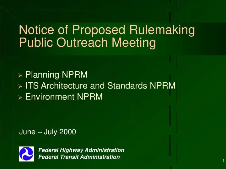 notice of proposed rulemaking public outreach meeting