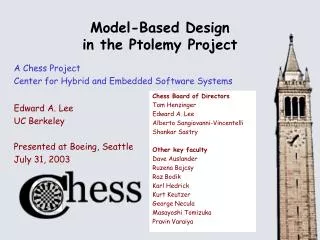 Model-Based Design in the Ptolemy Project