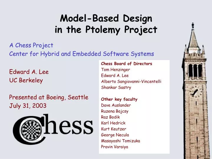 model based design in the ptolemy project