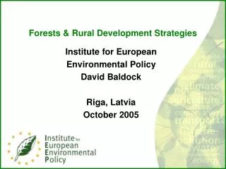 Forests &amp; Rural Development Strategies