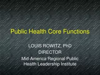 Public Health Core Functions