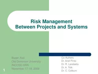 Risk Management Between Projects and Systems