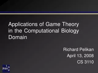 Applications of Game Theory in the Computational Biology Domain