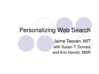 Personalizing Web Search