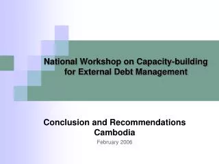 National Workshop on Capacity-building for External Debt Management