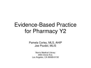 Evidence-Based Practice for Pharmacy Y2