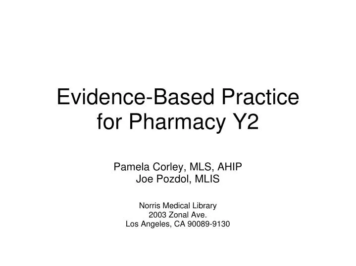 evidence based practice for pharmacy y2