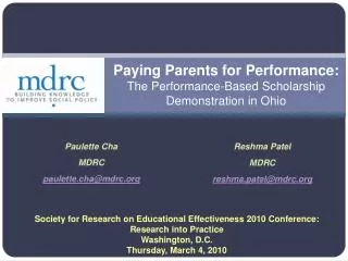 Paying Parents for Performance: The Performance-Based Scholarship Demonstration in Ohio