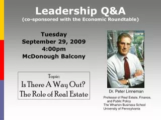 Leadership Q&amp;A (co-sponsored with the Economic Roundtable)