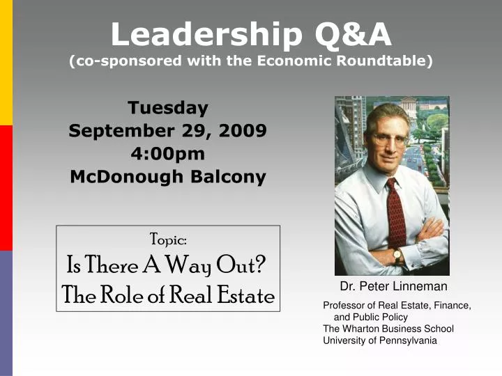 leadership q a co sponsored with the economic roundtable