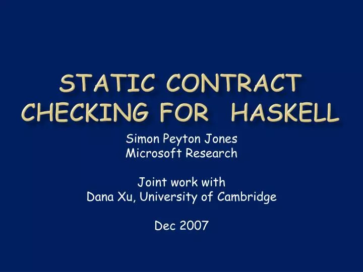 static contract checking for haskell