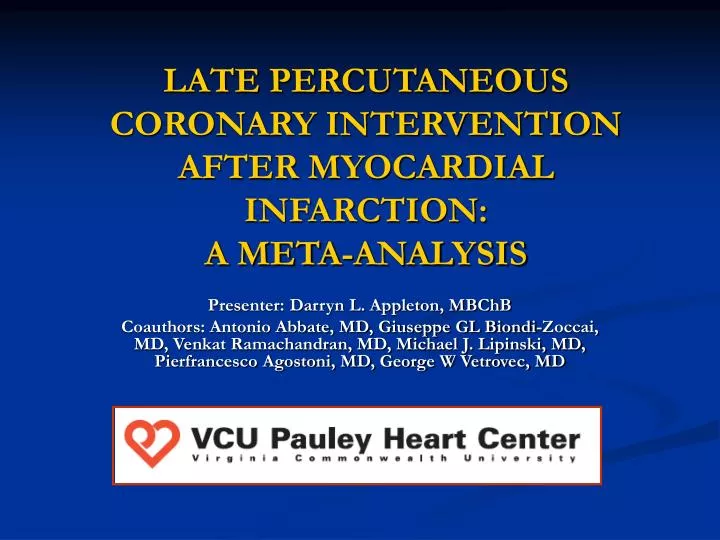 late percutaneous coronary intervention after myocardial infarction a meta analysis