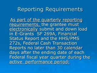 Reporting Requirements