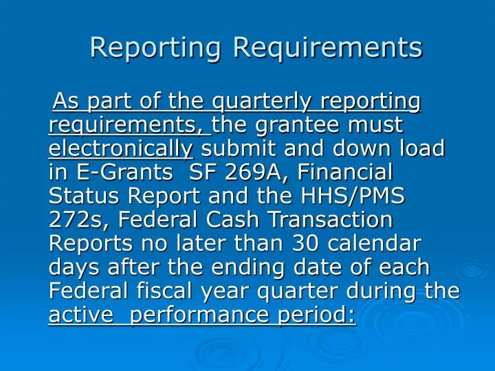 reporting requirements