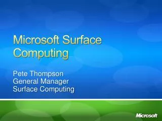 Microsoft Surface Computing