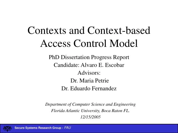 contexts and context based access control model