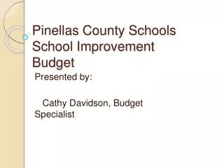 Pinellas County Schools School Improvement Budget