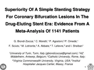 Superiority Of A Simple Stenting Strategy For Coronary Bifurcation Lesions In The Drug-Eluting Stent Era: Evidence From