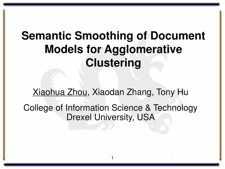 semantic smoothing of document models for agglomerative clustering