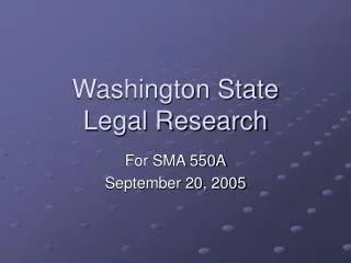 Washington State Legal Research