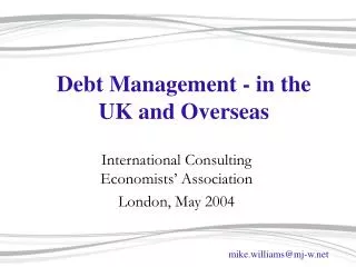 Debt Management - in the UK and Overseas