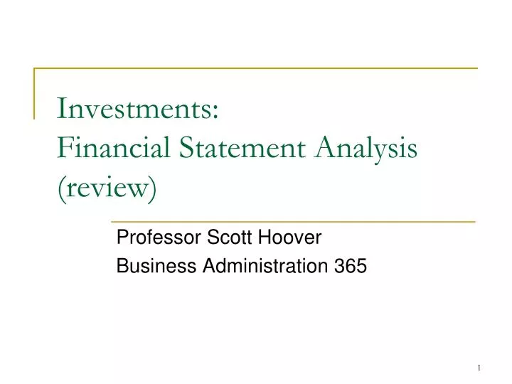investments financial statement analysis review