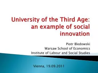 University of the Third Age: an example of social innovation