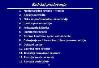 Sadržaj predavanja