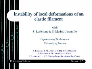 Instability of local deformations of an elastic filament