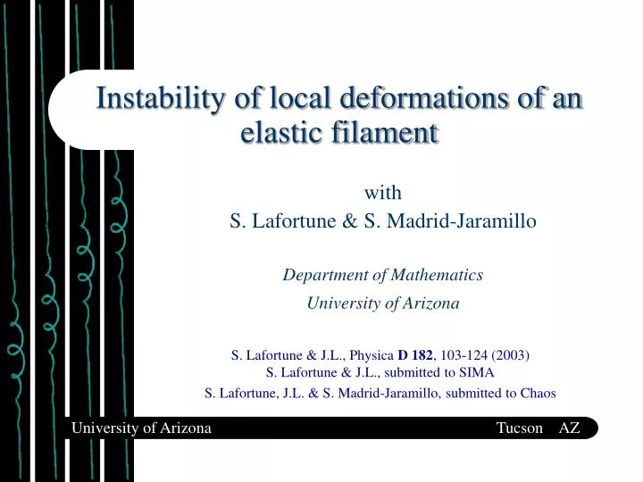 instability of local deformations of an elastic filament