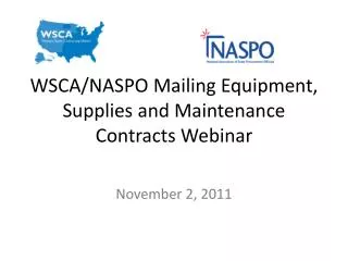 WSCA / NASPO Mailing Equipment, Supplies and Maintenance Contracts Webinar