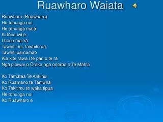 Ruawharo Waiata