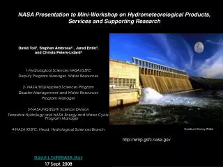 NASA Presentation to Mini-Workshop on Hydrometeorological Products, Services and Supporting Research