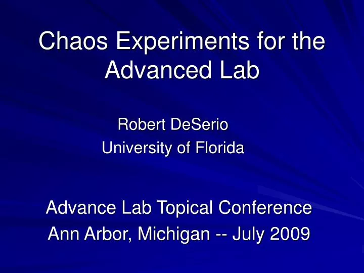 chaos experiments for the advanced lab