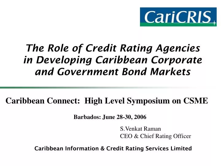 the role of credit rating agencies in developing caribbean corporate and government bond markets