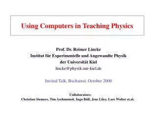 Using Computers in Teaching Physics