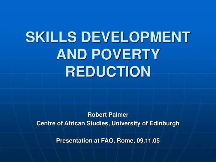 skills development and poverty reduction