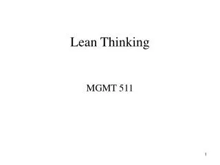 Lean Thinking MGMT 511