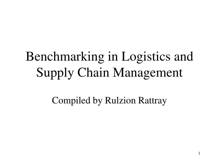 benchmarking in logistics and supply chain management
