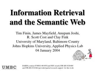 Information Retrieval and the Semantic Web