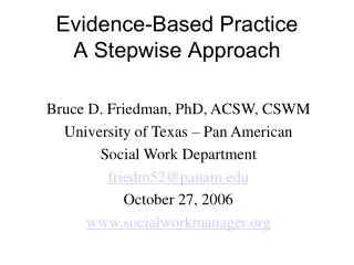Evidence-Based Practice A Stepwise Approach