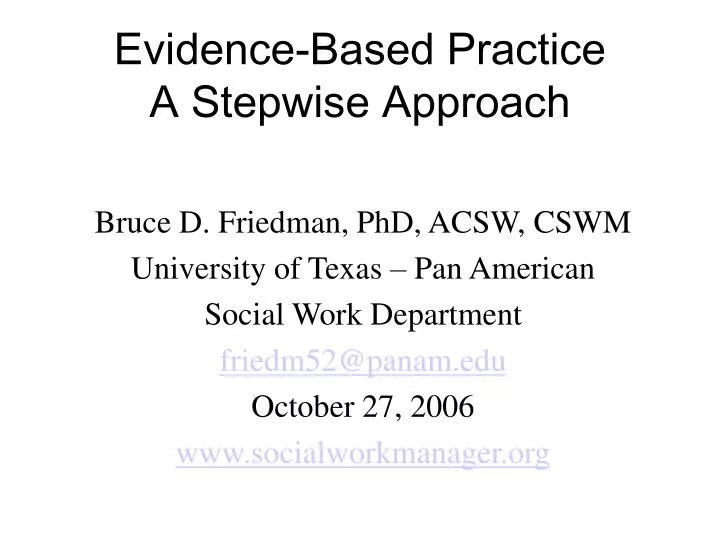 evidence based practice a stepwise approach