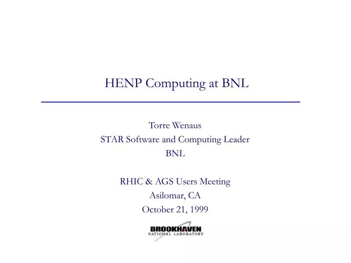 henp computing at bnl