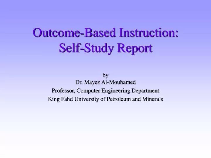 outcome based instruction self study report
